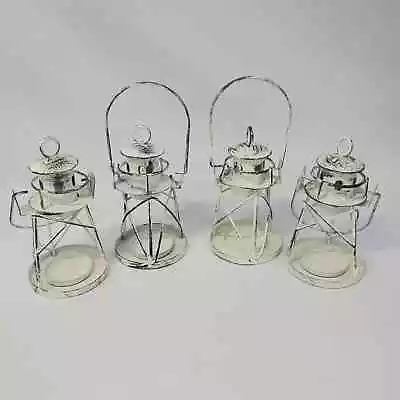 Tea Light Candle Lighthouse Lantern Set Of 4 - Coastal Home Decor Collection • $19.99