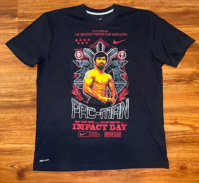 Manny Pacquiao PAC MAN Impact Day Nike Black Dri-Fit Boxing T-Shirt Men's L • $39.99