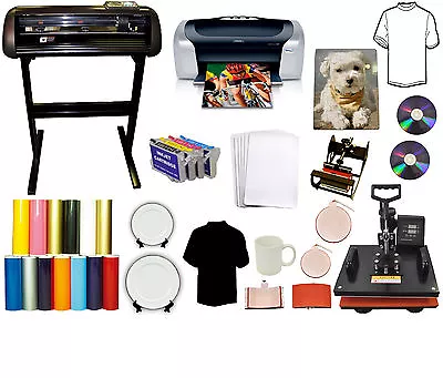 5in1 Combo Heat Transfer Press28  Vinyl Cutter PlotterPrinterInkT-shirts • $1559.98