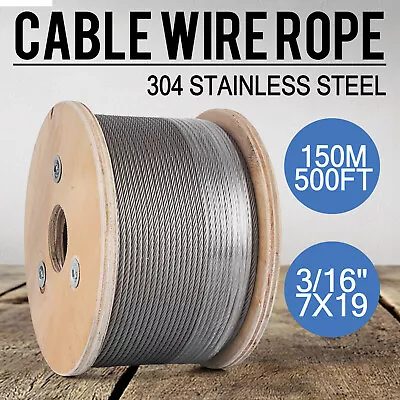 50-1000' 1/8  3/16  Stainless Steel Cable Wire Rope Cable Railing 7x71x197x19  • $112.40