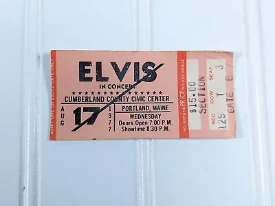 Elvis Presley Last Scheduled Concert Ticket Stub 8/17/1977 Portland Maine • $169.95
