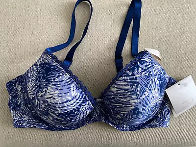 Calvin Klein  Blue/White Customised Lift Seductive Comfort Bra 34C BNWT • £14.99