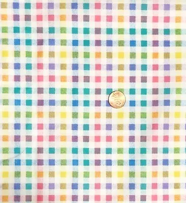 NEW FABRIC VINTAGE 1 YARD 45 X 36 SPRING PASTEL PLAID • $6.99