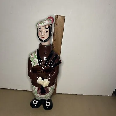 Vintage Ceramic Bottle With Cork Scotch Bagpipes  • $1