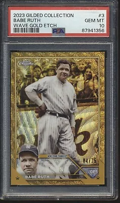 Babe Ruth 2023 Topps Gilded Collection Wave Gold Etch 04/75 PSA 10 • $89