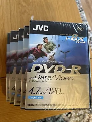 £13 • Buy Brand New JVC DVD-R Blank Discs X 5 / 4.7GB 120min Single Sided - 1 - 8 X Speed 