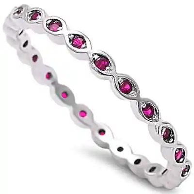 Stackable Marquise Simulated  Ruby Cubic Zirconia Eternity 925 Sterling Silver • $13.37