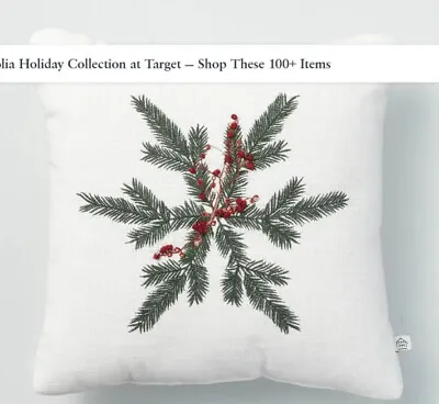 Magnolia Hearth Hand Pillow Foliage Snowflake Embroidery Farmhouse Decor White • £31.37