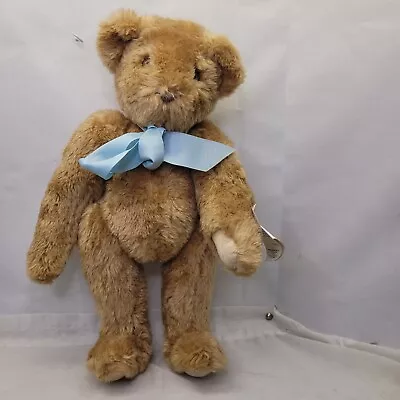 Vtg Vermont Teddy Bear Stuffed Animal Brown With BlueBow Tie  • $16.41