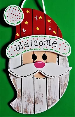 DISTRESSED Welcome SANTA SIGN Wood Plaque Christmas Door Wall Art Primitive • $13