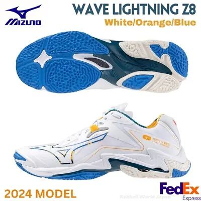 MIZUNO Volleyball Shoes WAVE LIGHTNING Z8 V1GA2400 56 White/Orange/Blue NEW!! • $150.50