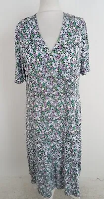 Marks & Spencer Dress Multicolour Floral Jersey Wrap Belted Midi Pullover NEW F2 • £12.99