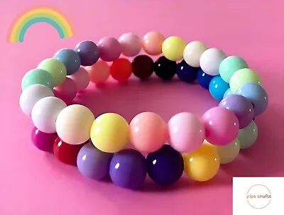 Colourful Candy Bead Pastels & Brights Stretch Bracelet - Handmade Jewellery • £2