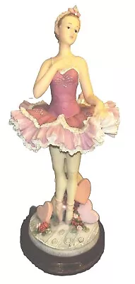 MONTEFIORI COLLECTION 13” Porcelain Ballerina Figurine Italy Hearts Roses Pink • $50