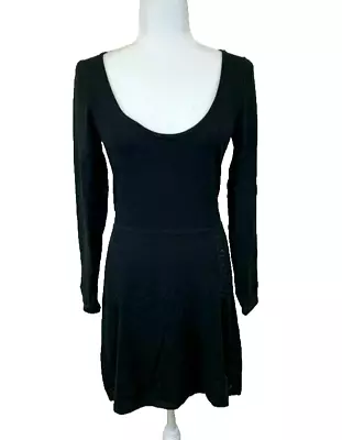 Victoria's Secret ~ Black Pointelle Knit Scoop Neck A-Line Sweater Dress L NEW  • $37.99