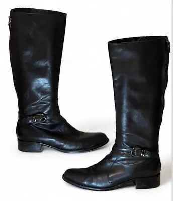 Via Spiga Black Leather Knee High Riding Boots Sheldon NWOB Women's 11M • $85