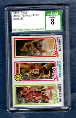 1980 Topps Magic Johnson Rookie Card Cheeks Boone PSA 8 RC Basketball Cards • $56