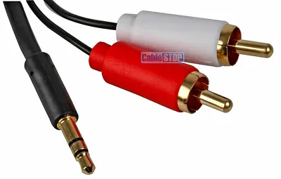 £2.95 • Buy Slim White 3.5mm Stereo Jack To 2x RCA Twin Phono Cable TV PC Phone Aux Audio 