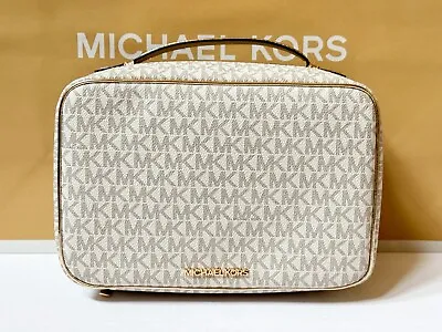 Michael Kors Jet Set Travel Large Hanging Toiletry Case Mk Vanilla Gold • $99.80