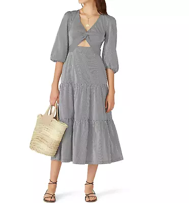 Parker Marzia Striped Cutout Midi Dress Size 10 I46-1 • $159
