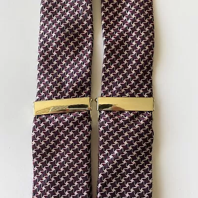Trafalgar Mens Suspenders Braces Beige Brown Geometric Pattern Brown Leather • $34.99