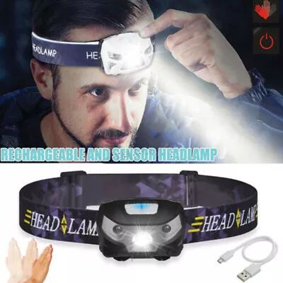 Waterproof Headlight Super Bright Head Torch LED USB Rechargeable Headlamp Fish • $27.39