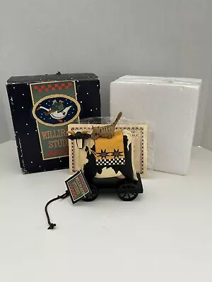 1996 WilliRaye Studio Cow W/ Tiger Cat & Quilt Pull Toy Look #WW1403 Box Tag COA • $24.99