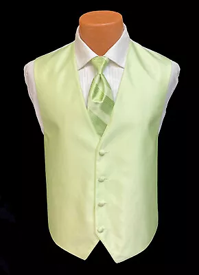 Men's Honeydew Green Tuxedo Vest & Long Tie Adjustable Fullback XL • $13.49