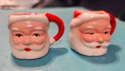 2 Vintage Miniature Santa Face Mugs Japan Christmas Novelty • $19.95