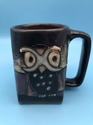 Mara Art Pottery Design Owl Square Coffee Mug  Tea Beverage Signed 4.5  • $14