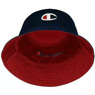 Champion Bucket Cap Fisherman Hat Sun Hat Double-sided Hats Fashion Navy/Red • $16