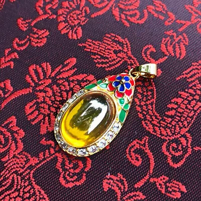 Naga Eye Gem Yellow Pendant Gemstone Jewelry Charm Lucky Wealth Thai Amulet • $28.90