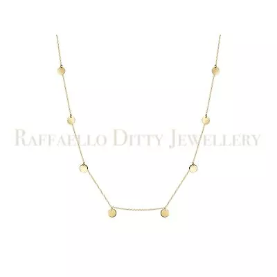 Real 14K Yellow Gold Charm Necklace Solid Disc Plate Droplets 2.40 Gr Vday • $298.17
