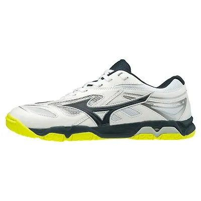 MIZUNO Wave Medal 6 81GA1915 14 Width 2E White Navy Yellow Table Tennis • $106.90