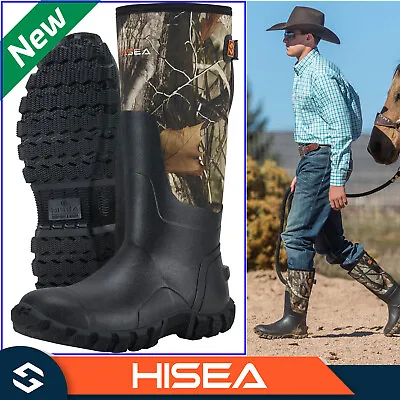 HISEA Men Chore Work Boots Waterproof Insulated Rubber Muck Boots Hunting Boots • $59.99