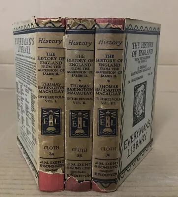 £20 • Buy The History Of England From James II - 3 Vols - Macaulay - Vintage H/backs 1929