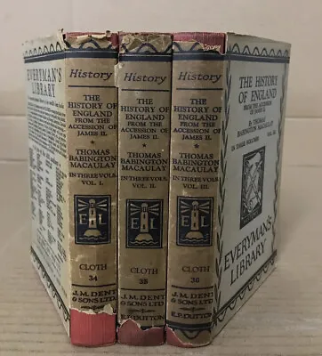 The History Of England From James II - 3 Vols - Macaulay - Vintage H/backs 1929 • £10.96