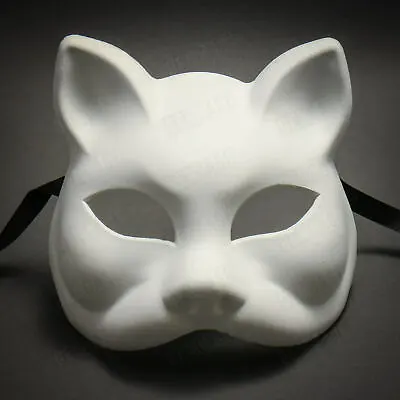 Gatto Cat Unpainted DIY Venetian Masquerade Mask - White • $14.99