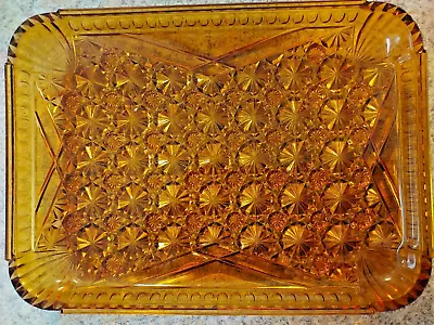 8x12  Rectangle Starburst Amber Glass Dish • $9.99