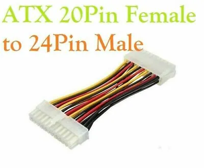 ATX 20 Pin Female To 24 Pin Male ATX PSU Power Supply Converter Lead/Cable • £2.75