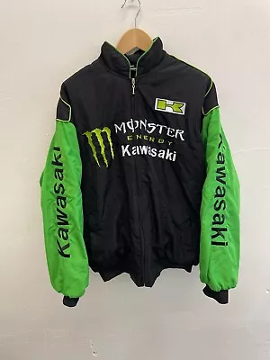 Vintage NASCAR KAWASAKI MONSTER ENERGY Cotton Racing Jacket Sz L • $81