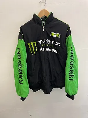 Vintage NASCAR KAWASAKI MONSTER ENERGY Cotton Racing Jacket Sz XL • $81