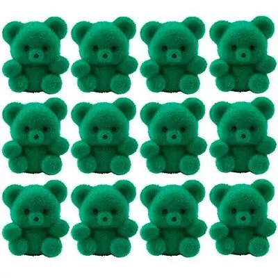 Sitting Flocked Green Miniature Teddy Bears • $17.98