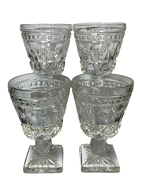 Set Of 4 Vintage Colony Park Lane Clear Glass Water Goblets Stemmed Glasses • $28.95