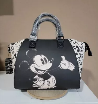 Loungefly Disney Mickey Mouse Sketch Satchel Bag Purse NWT Strap Black READ • $89.99