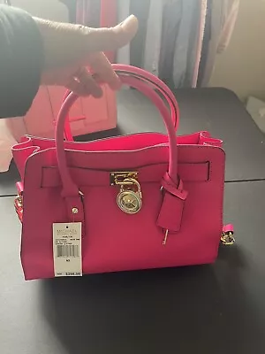 Brand New Rare Michael Kors Neon Pink Hamilton Bag And Matching Wallet • $598