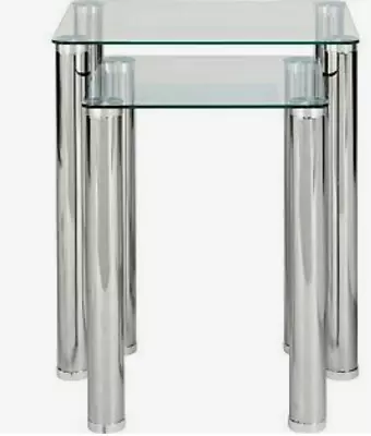 £25 • Buy Beautiful Nest Of 2 Clear Thick Safety Glass Side Coffee Tables Chrome Legs