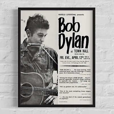 BOB DYLAN 'Town Hall' New York City 1963 First Major Concert Poster 15¼ X20  • $44.63