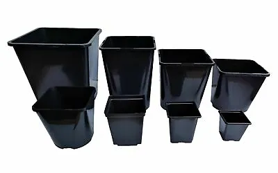 £8.30 • Buy Square Plant Pot .5 1 2 3 5 11 18 25Lt Strong Black Plastic Hydroponic Pots