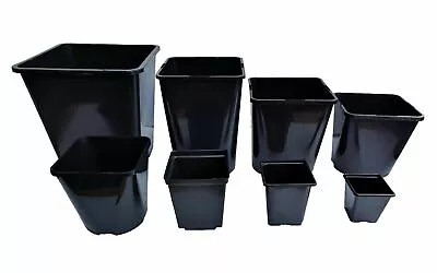 Square Plant Pot .5 1 2 3 5 11 18 25Lt Strong Black Plastic Hydroponic Pots • £5.80